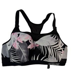 Victoria Sport Floral Sports Bra Womens 38C Black Racerback M Support 378311-EAM
